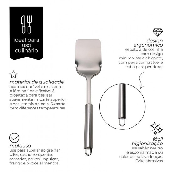 Espatula 33,5cm Comprimento Por 7,5cm Largura Fechada em Aço Inox